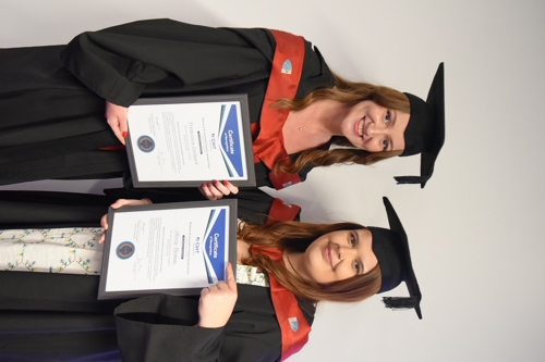 Olivia Thomas and Francesca Leonard with CIHT foundation prize certificates